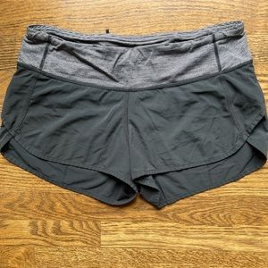Lululemon black speed shorts with gray and black, good condition size 6